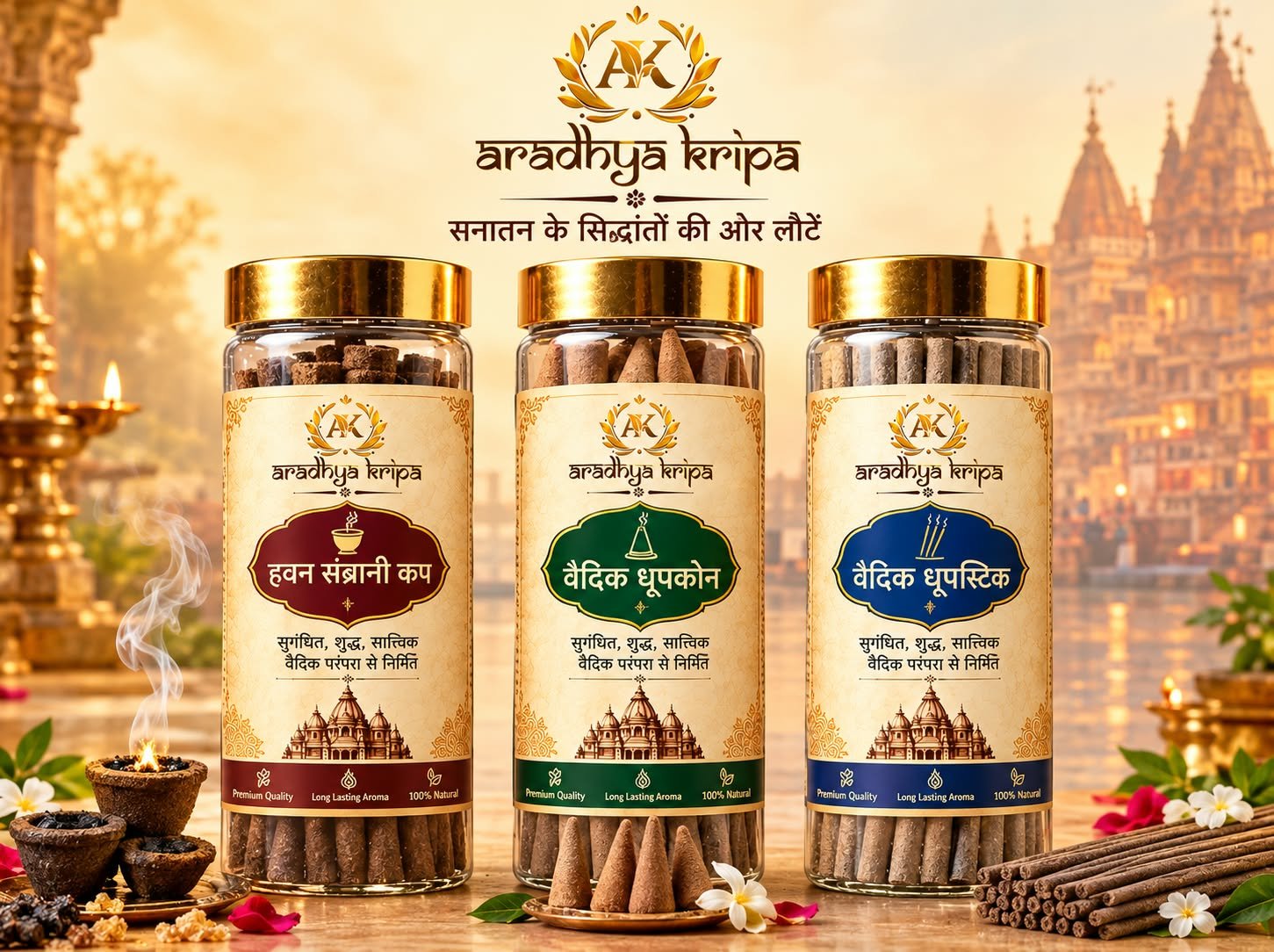 Combo Of Three Jars ( DhupStics , DhupCones, HawanCups