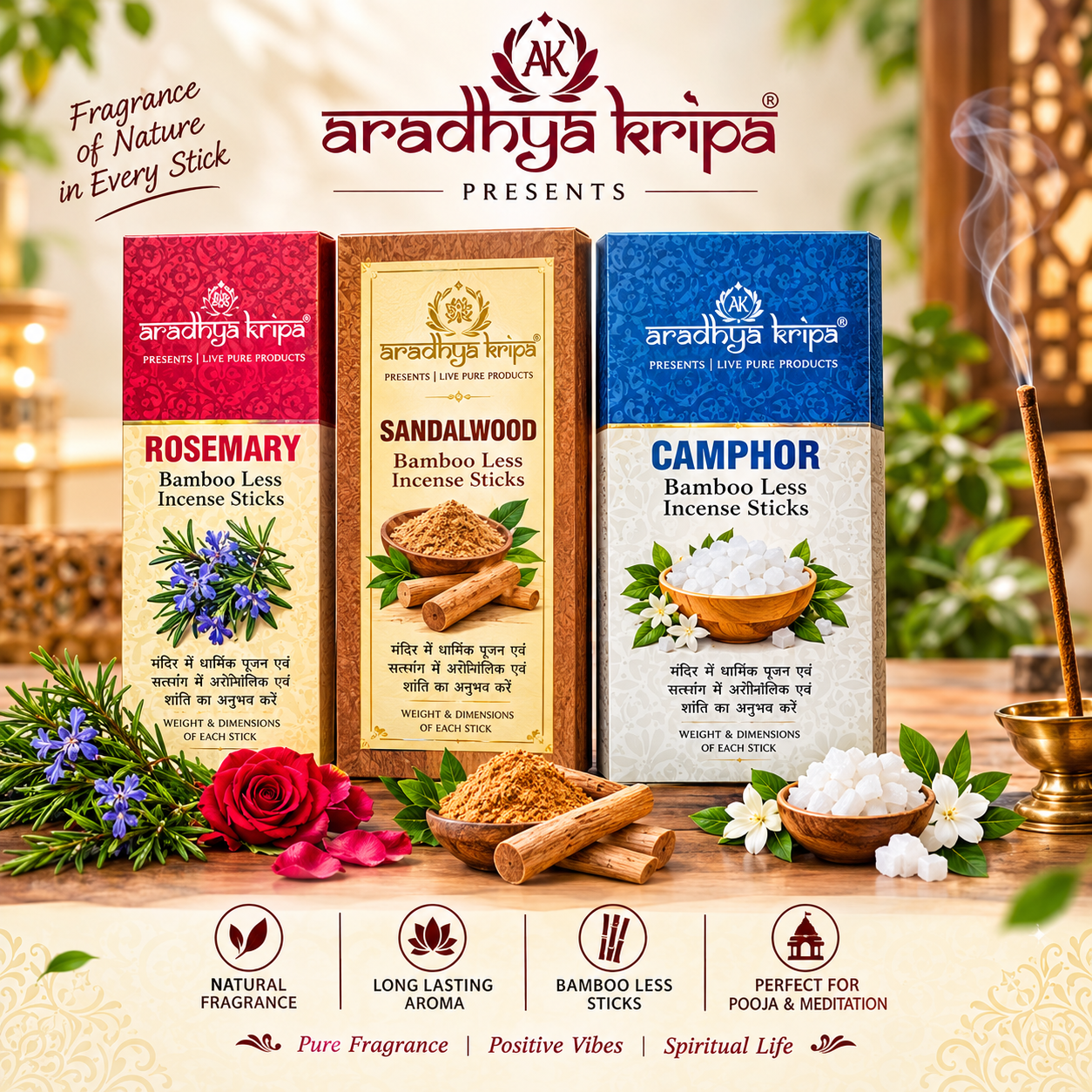 Dhupsticks Combo Of Rosemary ,Sandalwood & Camphor